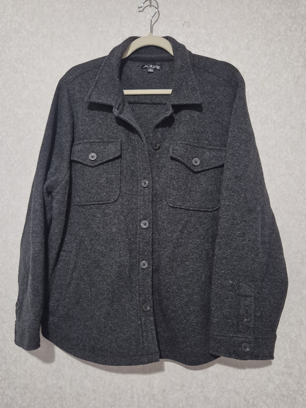 J. Crew Charcoal Gray Button-Front Shirt Blend Wool Jacket-Shacket-Size:XL
